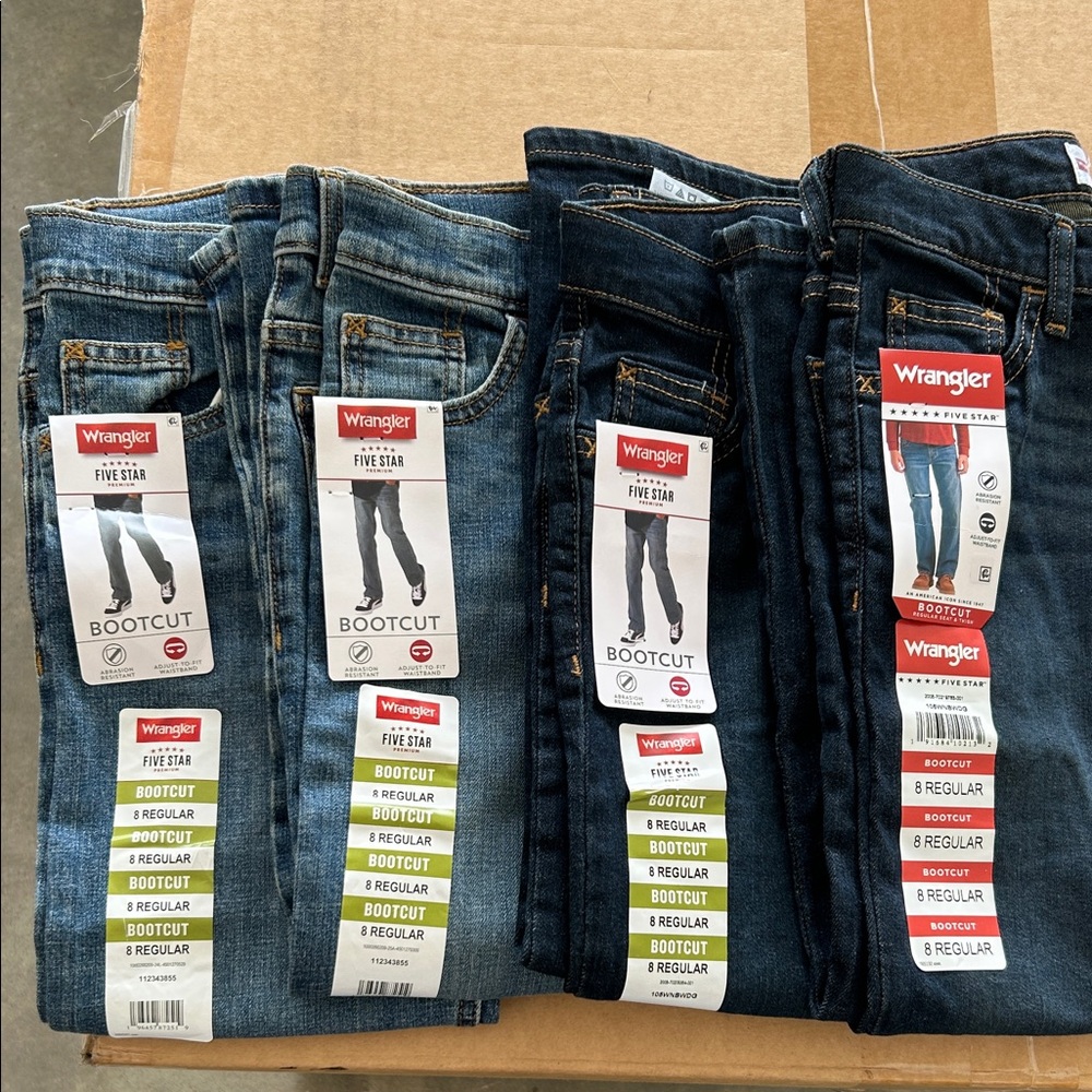 Wrangler Kids Bootcut Jeans Set in Light, Medium and Dark Blue Denim